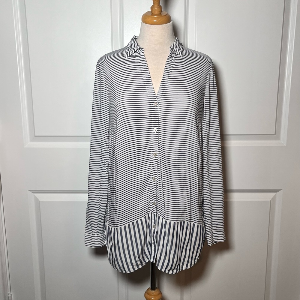 J. Jilll Stripped Long Sleeve Button Down Shirt